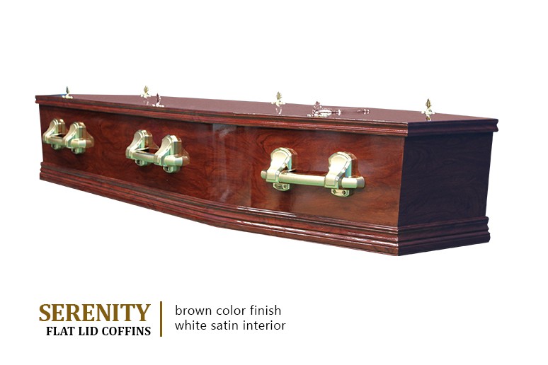 Serenity Flat Lid Coffin - Brown