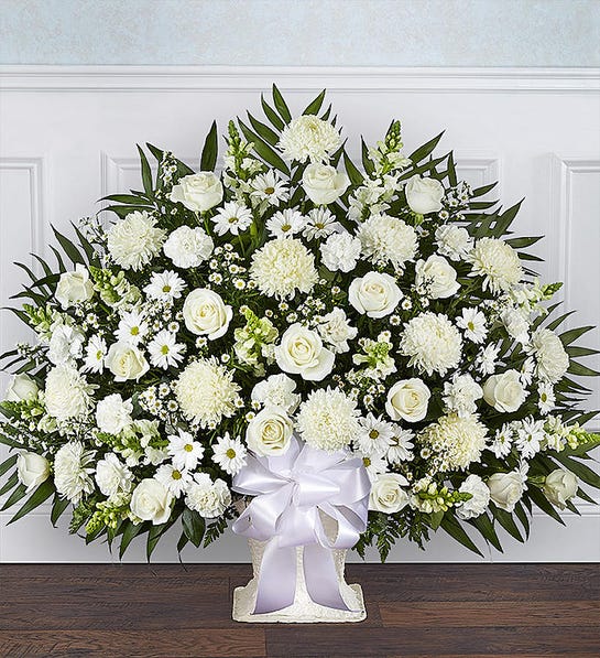 White Floor Basket Arrangement