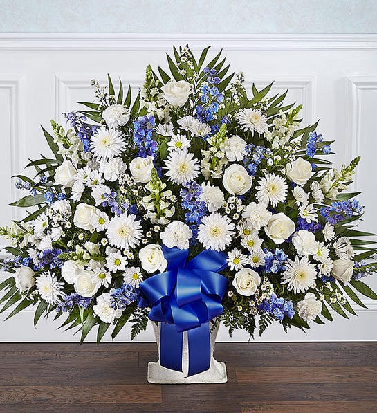 Blue And White Funeral Standing Basket