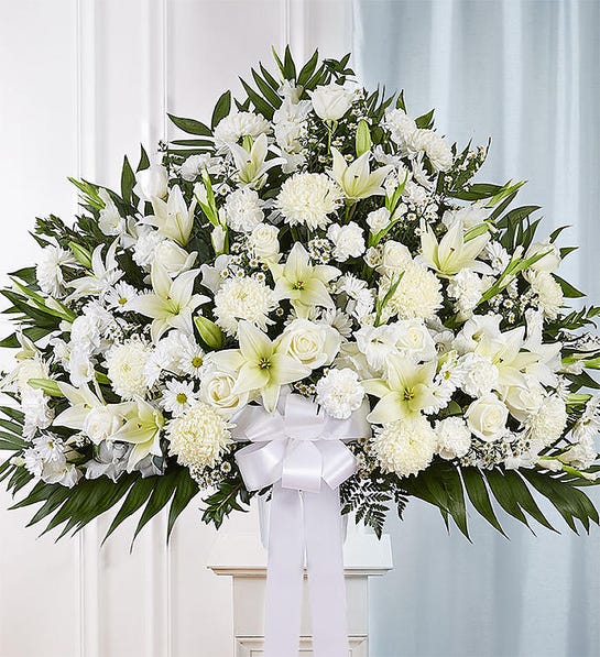 White Funeral Standing Basket